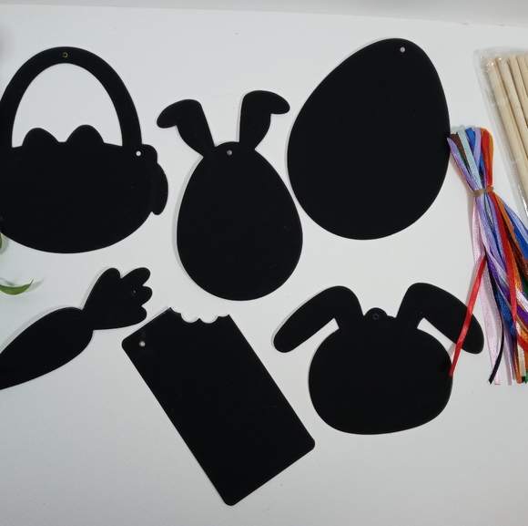 45 Pcs Easter Scratch Paper Art. Easter Shapes Hanging Rainbow Ornaments - Picture 2 of 4